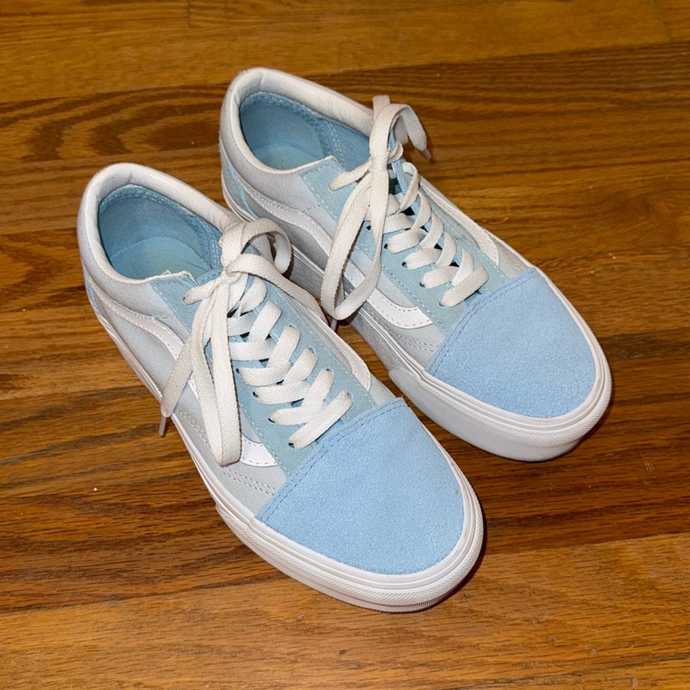 Multicolor blue platform vans
